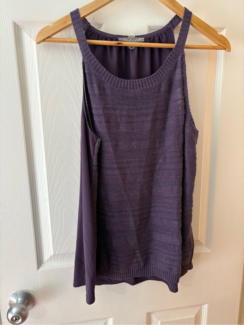 Smartwool purple knit tank size medium merino blend poly back